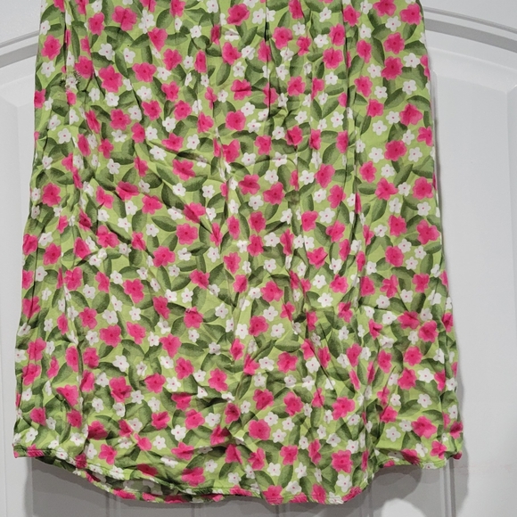 Vintage Sag Harbor Green and Pink Floral A-Line Skirt - Picture 4 of 5